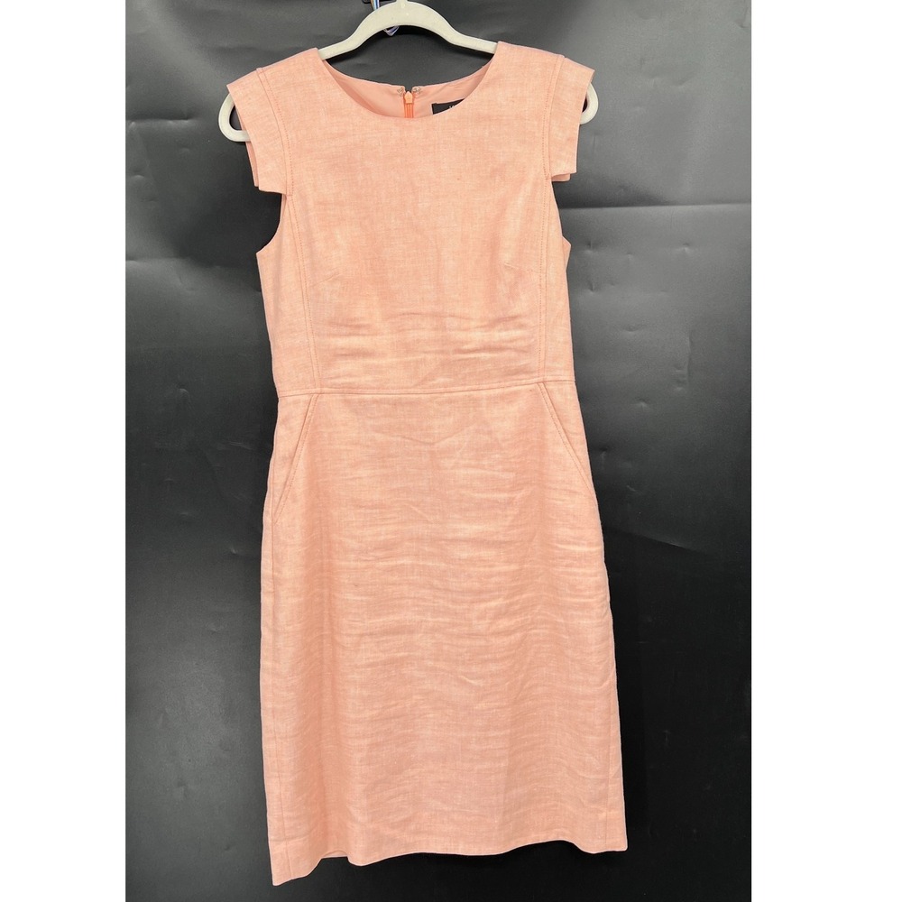 J.crew 365 resume linen blend pencil dress melon‎ preppy New England old money 6